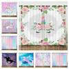 Curtain Flower Unicorn Color Gradual Change 3D Digital Printing Blackout Curtain Punching