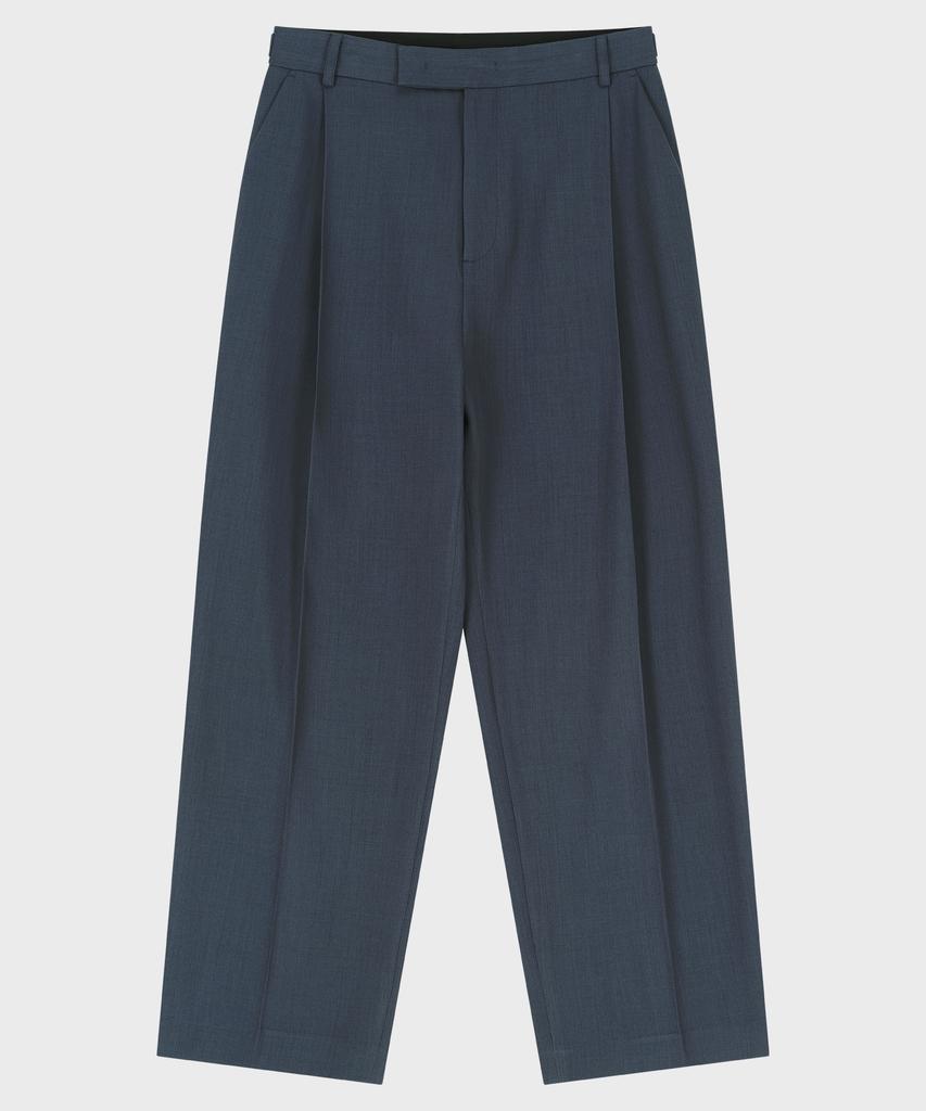 NOIRER 80S Classic One-Pleat Wide Slacks (Navy)