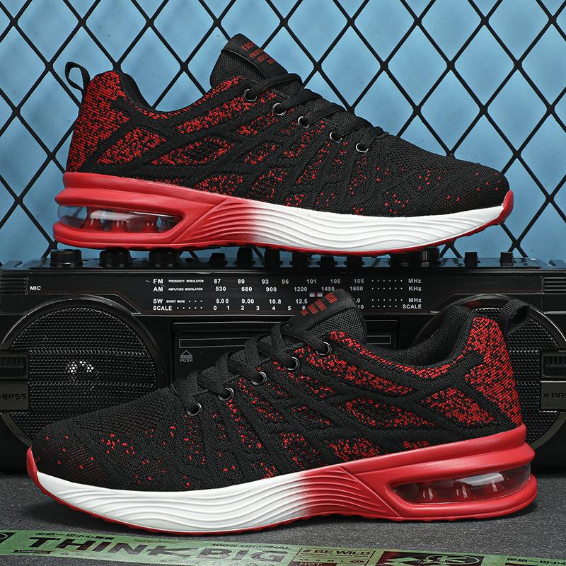 Осенние мужские кроссовки с низким верхом большого размера, из дышащей сетки с плетением, для бега, со смягчающей воздушной подушкой и мягкой подошвой, спортивная обувь