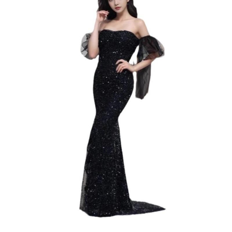 Spring Women's Sexy Sparkly Silk Short-sleeved Party Dress