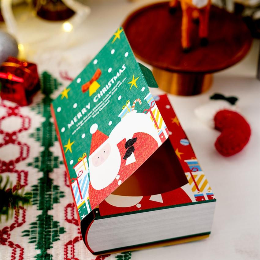 С Рождеством Подарочные коробки для конфет Магическая книга Форма Подарочная коробка Санта-Клаус Упаковочный пакет Navidad Новогодний Xmas Вечеринка Украшение