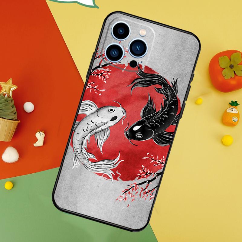 Koi Fish Yin Yang Phone Case For iPhone 18 17 Pro Max 16 15 14 13 12 11 Pro Max Plus 12 13 Mini 16e 17 Air Cover