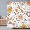 Halloween Shower Curtain Skull Flowers White Cute Ghost Pumpkins Spider Bats Bathroom Decor Fabric Bath Curtains with Hooks