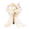 Artificial Roses Peony Flowers Wedding Bouquets for Bride Bridesmaid Beige Tossing Bouquet for Wedding Ceremony Party