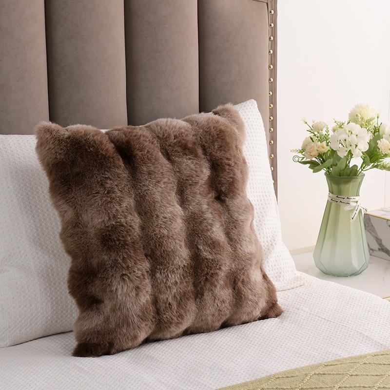 Наволочка из искусственного плюша с изображением кролика, наволочка для дивана в гостиной, наволочка для подушки в спальне с эркером, однотонная наволочка из пузырчатого бархата