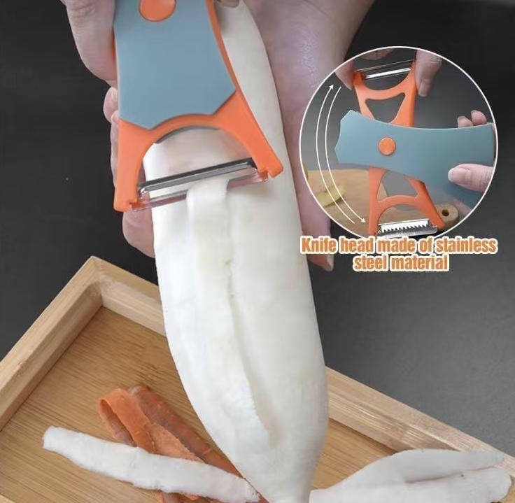 2 in 1 Stainless Steel Fruit & Vegetable Peeler – Peeling + Serrated Blades