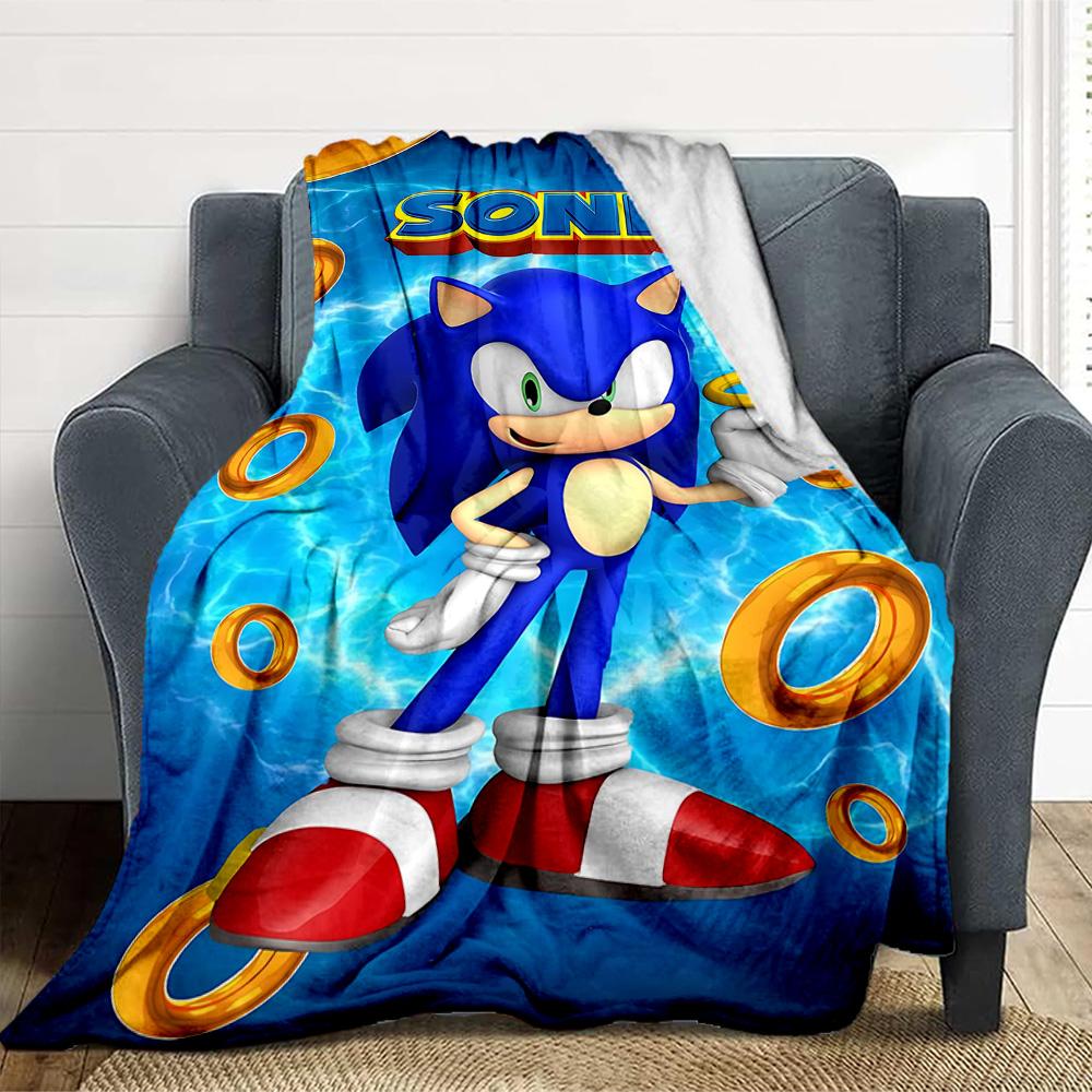 Sonic Rings Flannel Blanket Throw Blanket Soft Warm Sofa Bed Camping home Decor Unique Christmas Gift C92650