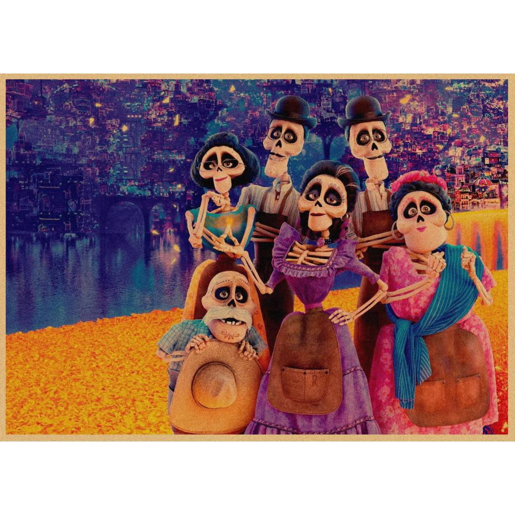 Ретро Аниме Постер из Крафт-бумаги Coco - Декоративное Настенное Искусство Фреска