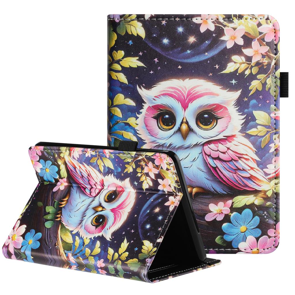 Для Amazon Kindle Paperwhite 6 (2024) Чехол для планшета с текстурой личи, печатным узором, кожаная обложка, автосон/пробуждение, с держателем для карт