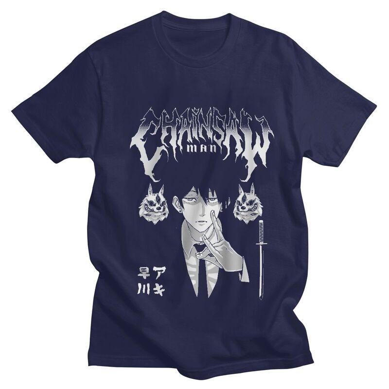 Мужская футболка Harajuku с бензопилой, мужская футболка с короткими рукавами для отдыха, аниме, манга, Аки Хаякава, футболки, уличные футболки