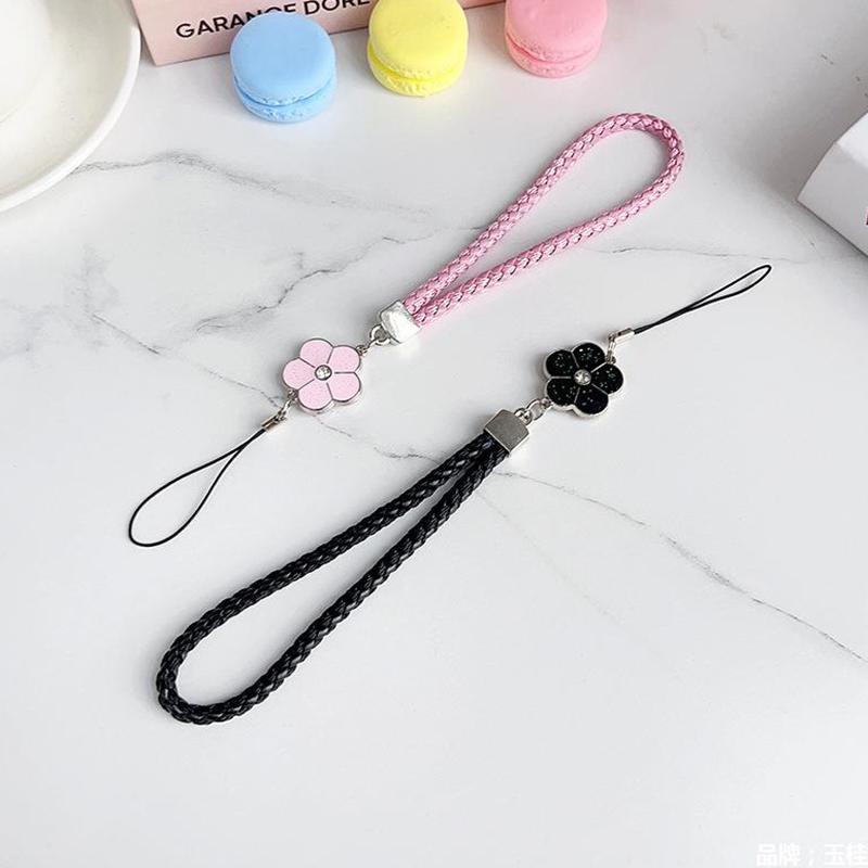 Wrist Anti-Lost Hanging Cord Pu Leather Rope Flower Mobile Phone Strap Cell Phone Lanyard Mobile Phone Lanyard Keychain