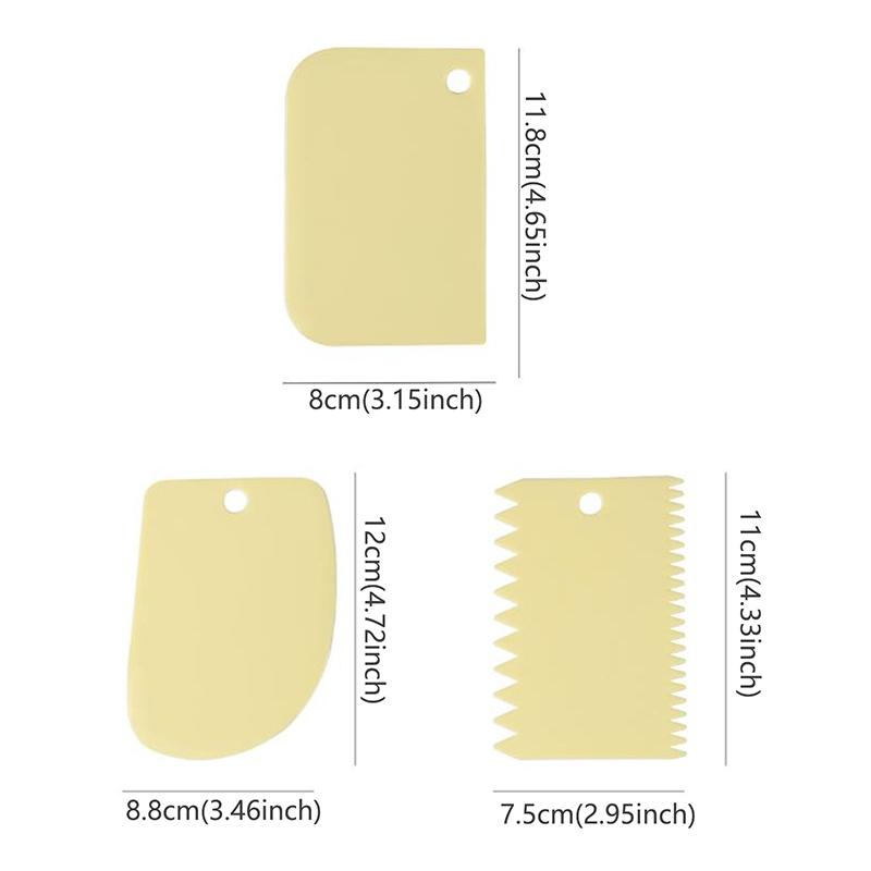 3 шт. скребок для крема, набор для самостоятельной кухни, прямоугольный зубчатый резак для крема, пластиковый скребок для торта, пасты, инструментов для выпечки помадки