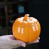 Маленькая керамическая банка-тыква с крышкой, контейнер для хранения продуктов для конфет и угощений, кухонные банки, для вечеринки, осени, украшение стола для дома