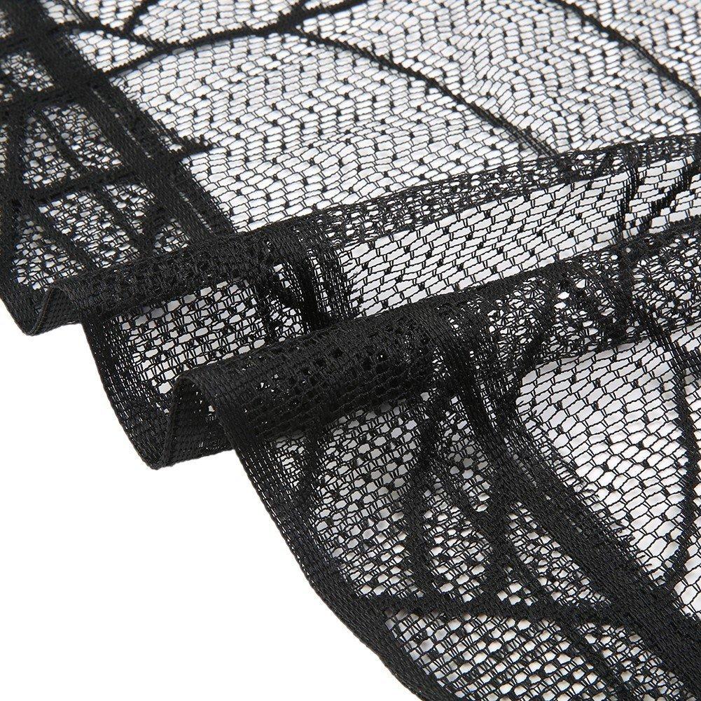 Halloween Curtains 95*57cm Black Lace Spider Web Bat Curtains Halloween Door Curtain Decoration