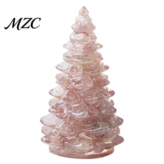 Small Christmas Tree Statue Resin Figurine, Crystal Desktop Ornament, Creative Gift Miniature Holiday Decoration for Home Office, Ornament