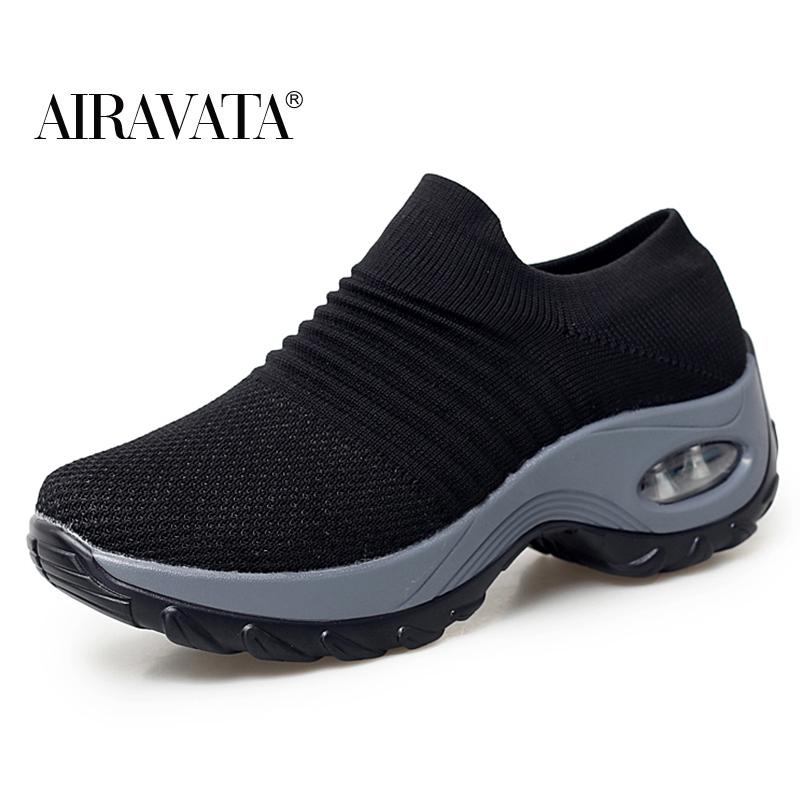 Fashion Women Casual Sneakers Mesh Platform Slip-on Air Cushion Sport Shake Shoes