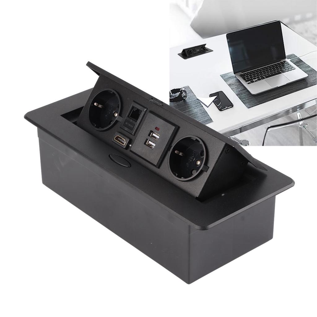 Floor Power Socket Aluminum Alloy Modern Dustproof Recessed Outlet with USB Video