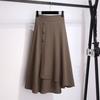 Юбка миди с высокой талией, декор пуговицами, неровный большой подол, юбка А-силуэта, однотонная летняя тонкая юбка