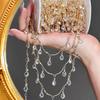 1 Meter Length Rhinestone Beads Clear Crystal White Copper Chain Link  For Hair Crown Chain
