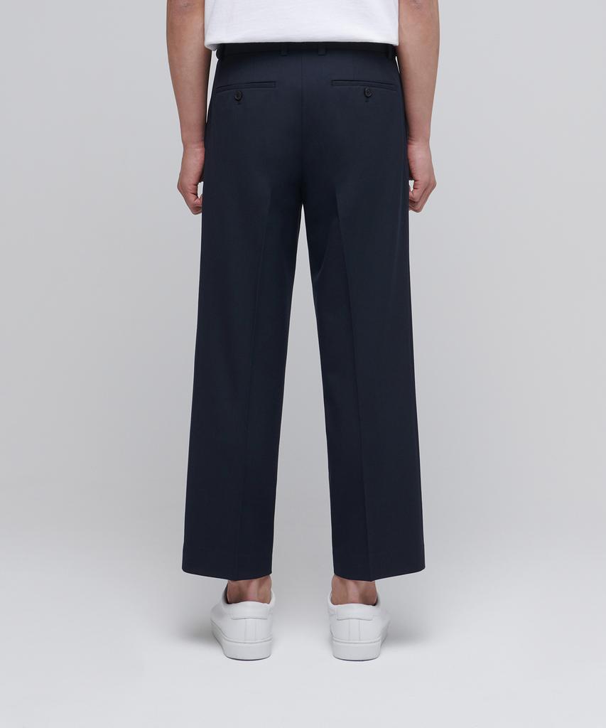 MUSINSA STANDARD Wide Hidden Banding Crop Slacks [Navy]