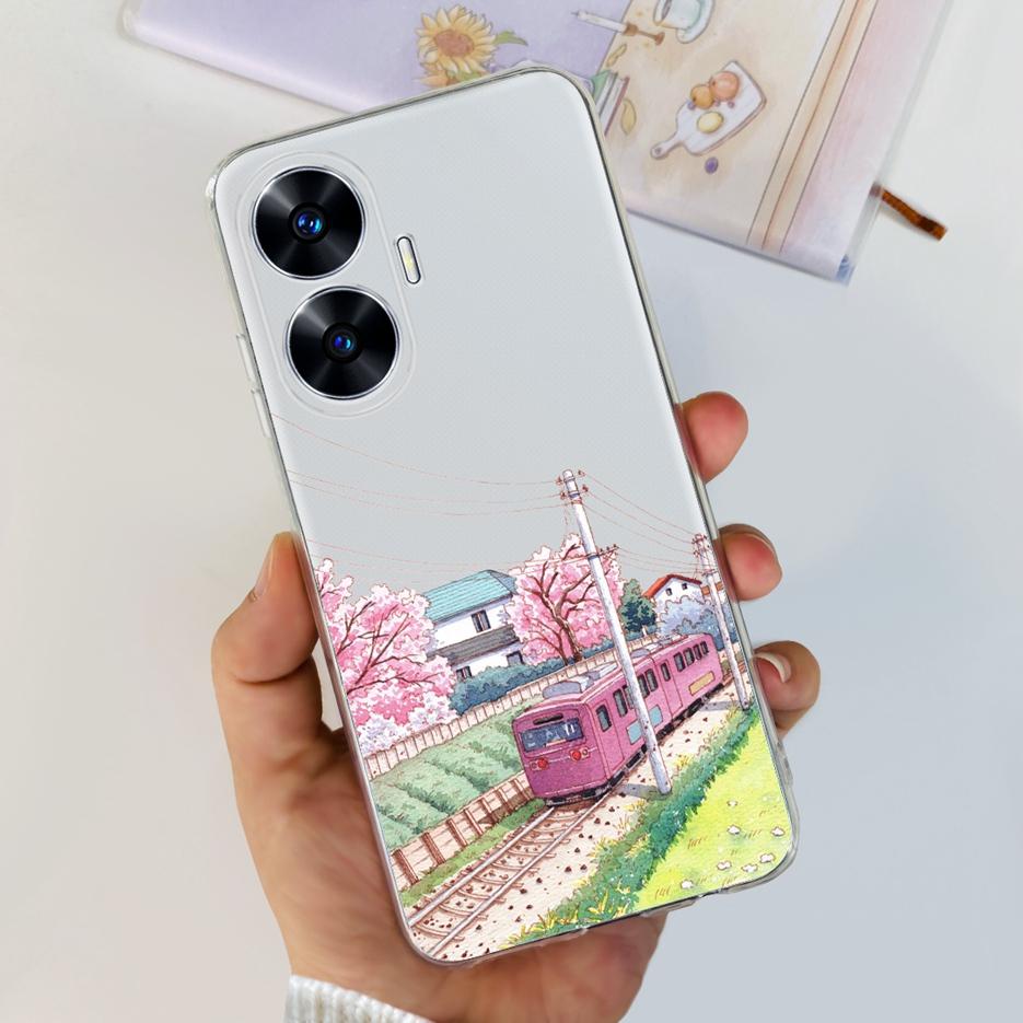For Realme C55 4G Case RMX3710 Colorful Painted Cover Soft Slim Fundas Phone Case For Realme C55 C55 RealmeC55 Back Cover Bumper