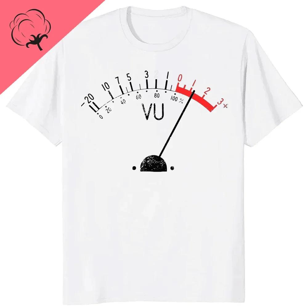 Vintage VU Meter Sound Engineer Analog Electronic O-Neck Cotton T Shirt Men Audio Engineer Recording Studio Funny Tshits Men Top