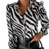 Women's Zebra Print Fashion Shirts, Long Sleeve Button-down Shirts, Dressy Casual Tops