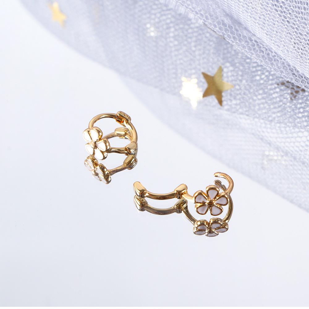 Jewelry Gold Color Geometric Flower Flower Ear Buckles Korean Style Hoop Earrings Women Earrings