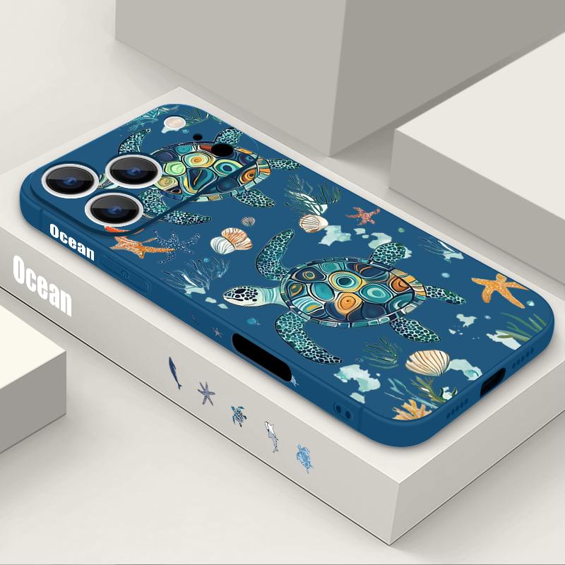 Чехол-ремешок с рисунком Осьминог и Черепаха для iPhone 17 Pro Max 17e 16 15 14 13 Pro Max 17 Pro 16e 11, противоударный, мягкий, из ТПУ