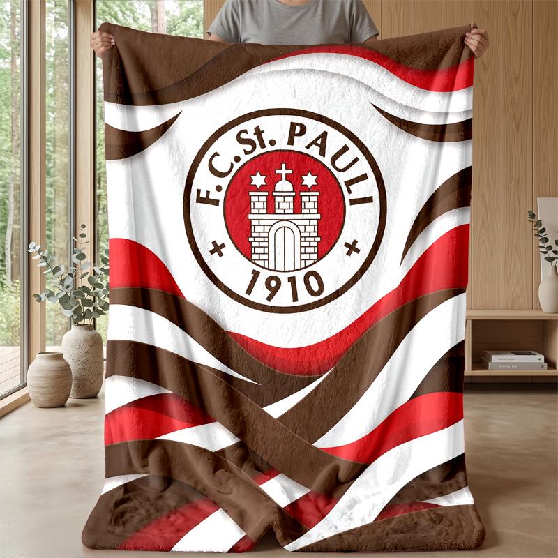 FC St. Pauli Football Print Flannel Blanket, Soft Warm Lightweight Throw Blanket for Sofa Bed Camping
