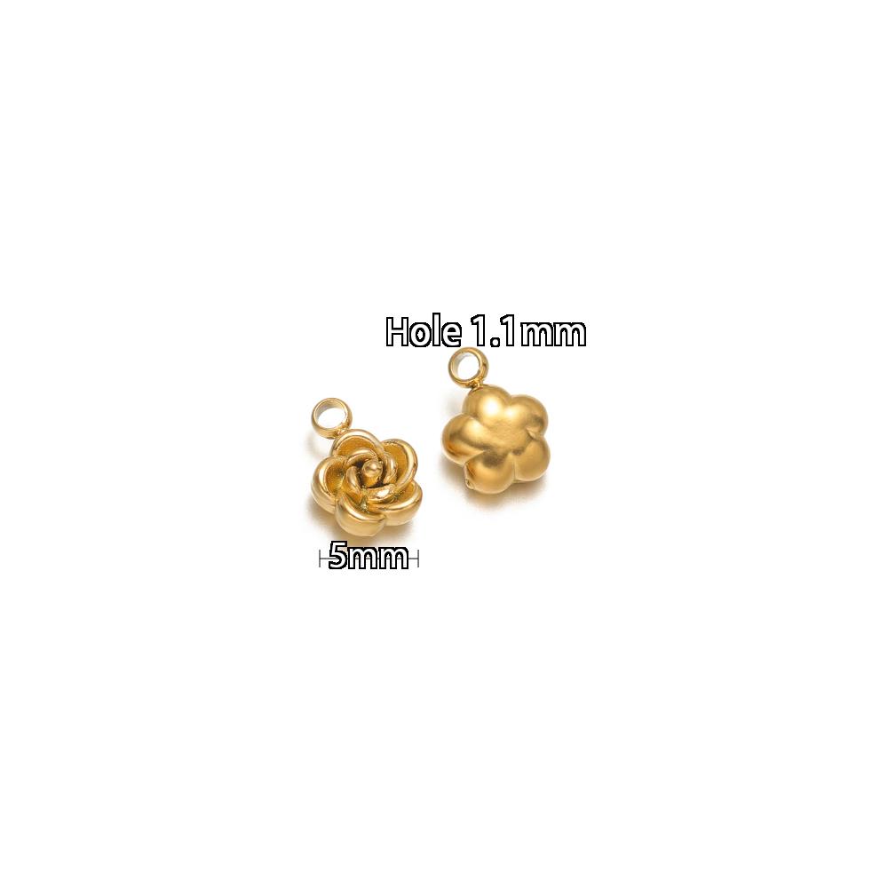 10pcs Stainless Steel Gold Beads Rose Flower Charms for DIY Jewelry Girls Women Pendant Necklace Bracelet Anklet Earrings Making