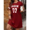 Summer New Women's Queen No.07 Graphic Printed Short Sleeved T-shirt Girls Dress Sports Casual Jersey Y2K Loose Maternity Dress