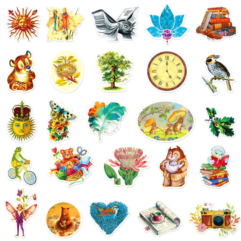 50 New Style Vintage Style Series Decorative Stickers Nordic Style Waterproof Stickers