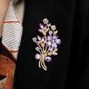 Women Elegant Bouquet Shape Brooch Shiny Rhinestones Inlaid Pin Suit Collar Shawl Scarf Badge Costume Accessories