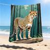 1pc Cheetah Print Throw Blanket Polyester Fiber, Lightweight Flannel, Soft & Warm, All Season Use for Outdoor, Camping Digital Print