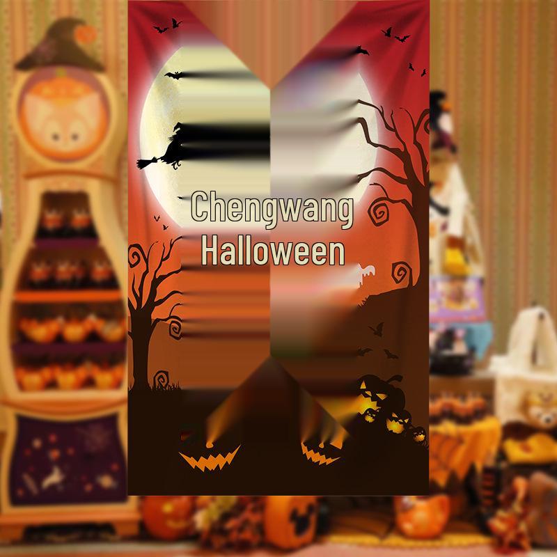 Halloween Outdoor Decorations: Hanging Cloth with Pumpkin Lantern Prop and Banner for Spooky Atmosphere