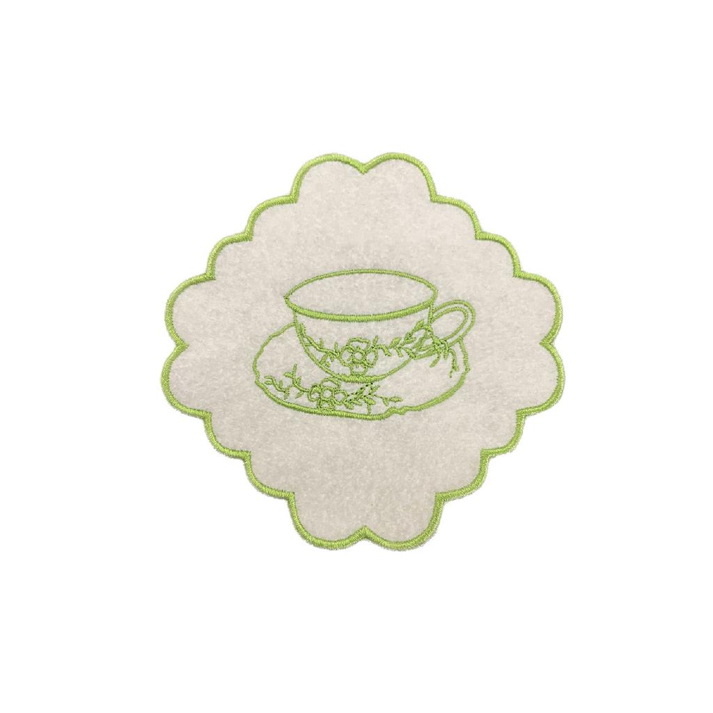 Салфетка для сервировки кофе из фетра с вышивкой, 6 предметов
