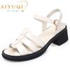 Fashion AIYUQI Women Sandals Summer 2025 New Genuine Leather Women Rome Shoes Open Toe Weave Non-slip Sandals Ladies