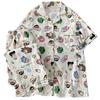 Japanese Home Loose Pajamas Women'S Summer Crayon Small New Short-Sleeved Cloud Cotton Set Loungewear