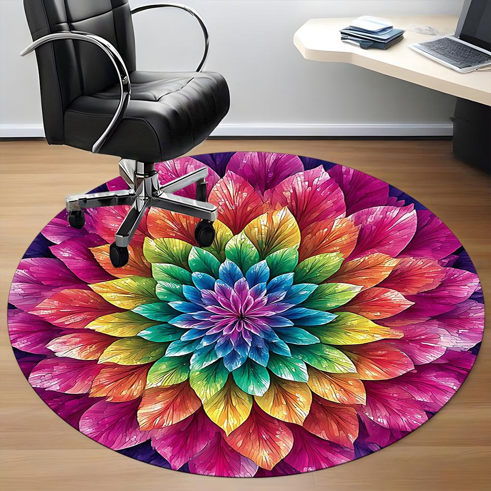 1pc Floral Mandala Office Round Area Rug, Indoor Mat Suitable ForOffice, Under Office Chairs Bedroom Living Room Home Decor, Room Decot087