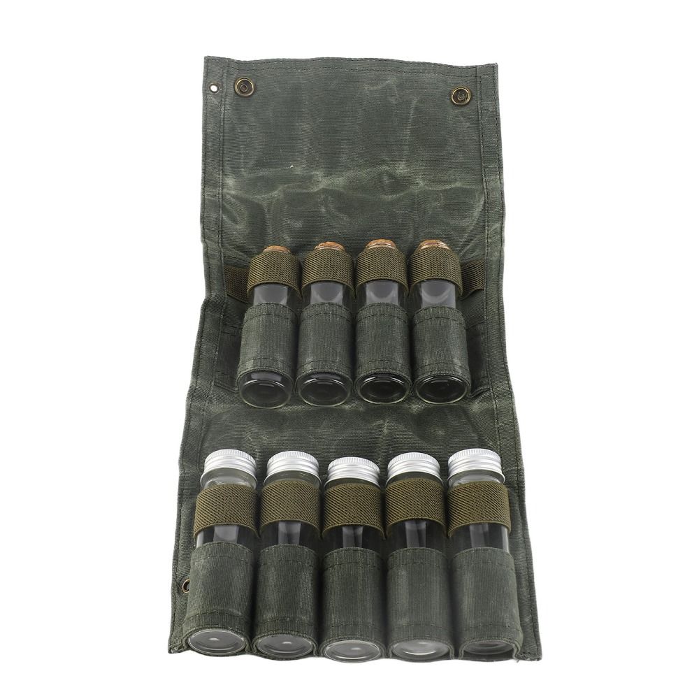 9 Pcs Multipurpose Portable Spice Bag Canvas Travel Spice Kit Spice Container Camping Cooking