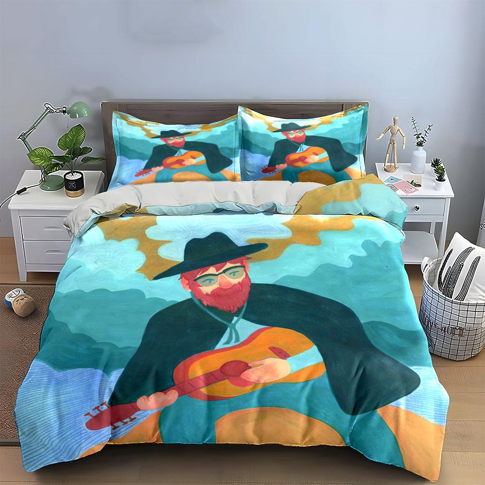 Man playing acoustic guitar. Bedding sets Duvet cover sets Duvet covers Pillowcases(1*Duvet Cover 2*Pillowcases without duvet insert)