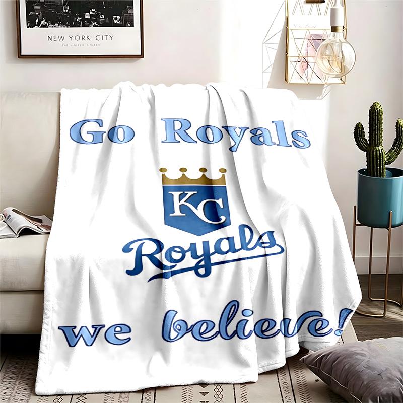 Персонализированные флисовые пледы с тематикой Kansas City Royals для улицы. Мягкие, подходят для всех сезонов. Идеальны для диванов, кроватей и кемпинга.