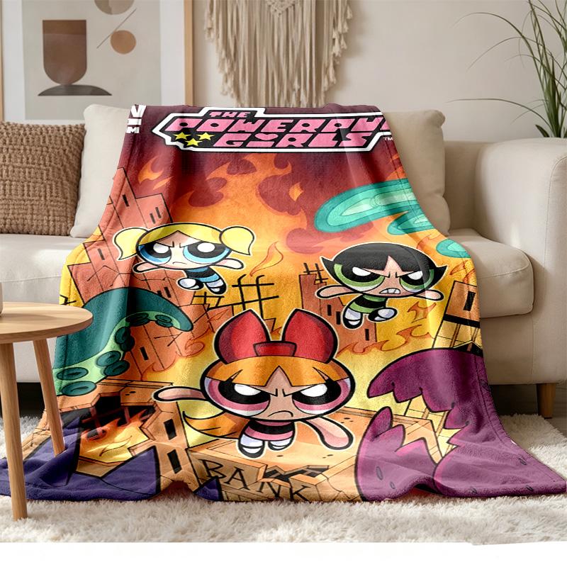 The Powerpuff Girls Soft and comfortable flannel Suitable for sofas living rooms outdoor camping travel and also makes a great anniversary gift