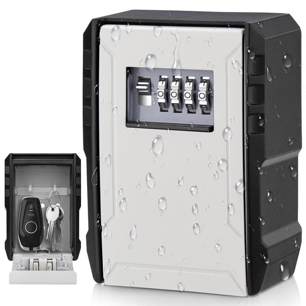 Large Key Safe Wall Mounted Key Box With Code Outdoor Lock Box Waterproof 4 Digit Combination Cabinet for Home