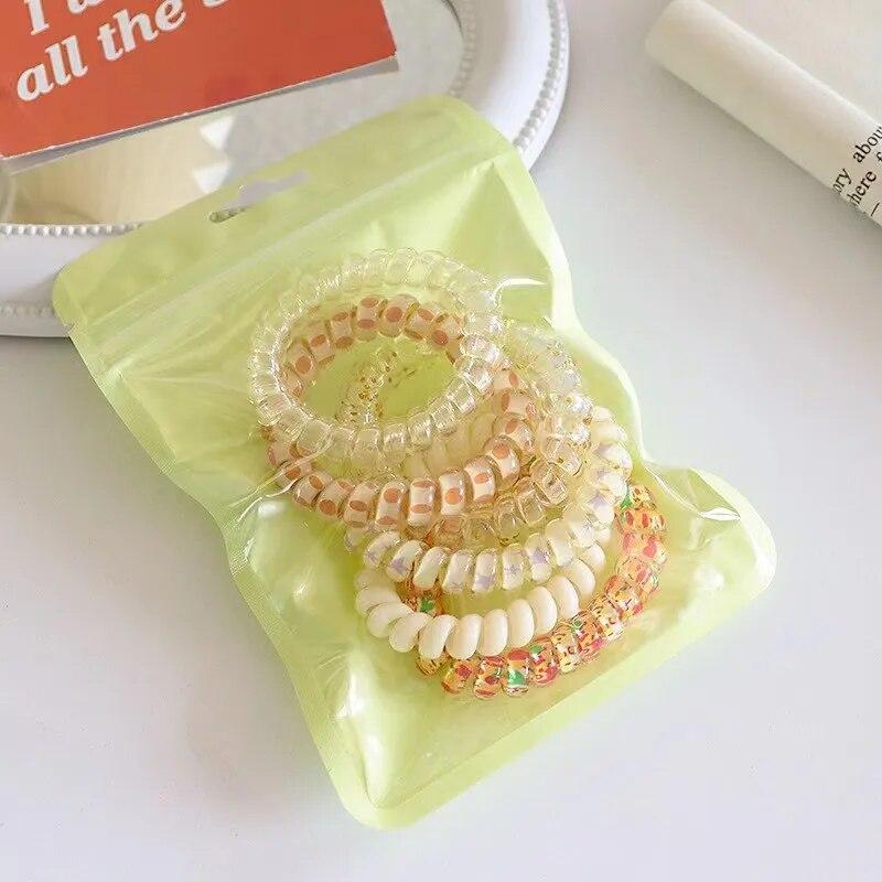 6pcs/bag Candy Color High Elastic Hair Bands Girls Hair Ties Frosted Spiral Cord Rubber Bands Rope Stretch Headwear Accessories