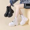 Fashion Punk Women Ankle Boots Lace-up Heel Height Platform Shoes Woman Gothic Rock Booties Metal Decor Man Sneakers Outdoor Trainers