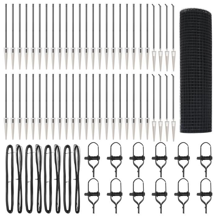 VidaXL Welded Wire Fence with 13 Pointed Posts Grey 0.8x100 M Steel 3352259