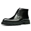 Winter Martin Boots Men'S High-Top British Style Real Cowhide Inner Thick-Soled Engraved Block