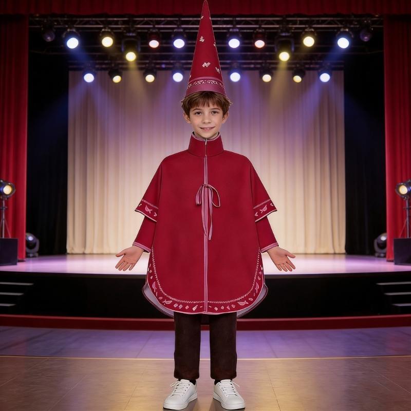 Anime Cosplay Costume Set With Cape And Hat For Stage Performances Uniform Cloth Fabric Role Play Cosplay Accessory
